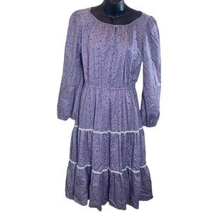 Candi Jones California vintage prairie cottagecore floral tiered dress purple